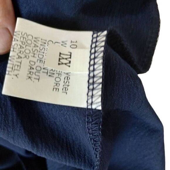 Womens Navy Pants Sz 2X Ankle‎ Cropped Elastic Crepe Casual Elastic - Picture 10 of 10